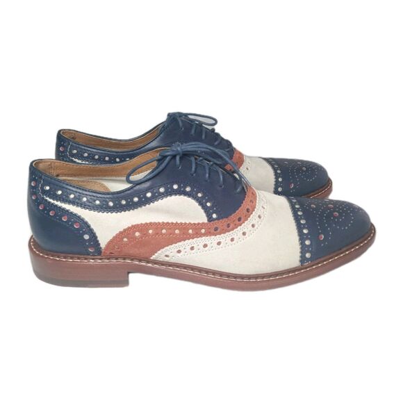 Johnston Murphy Wingtip Oxfords Men\'s 11 M Shoes Brogue Navy Beige Brown main image 4